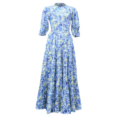 Rixo London Agynees Floral-printed Maxi Dress In Multicolor Cotton In Blue