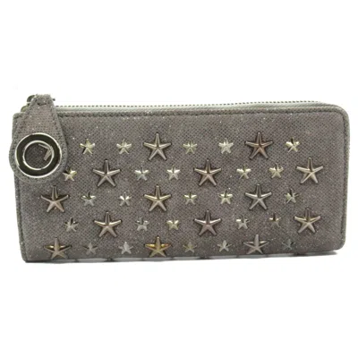 Jimmy Choo Leather Star Studs Wallet In Gray