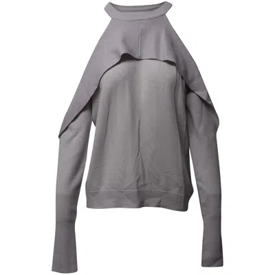Dion Lee Cold Shoulder Sweater In Grey Merino Wool In Gray
