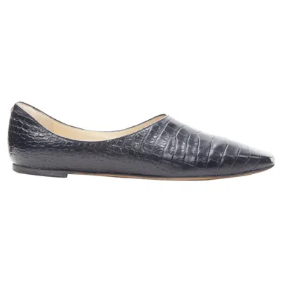 Jimmy Choo Mock Croc Leather Square Toe Jc Charm Flats In Multi