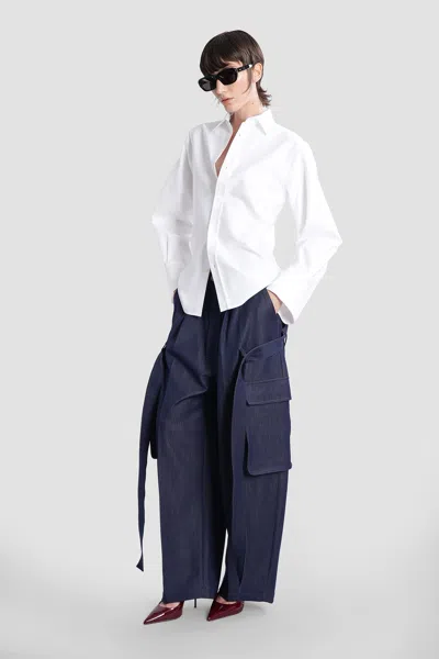 Darkpark Fluid Drape Wide-leg Cargo Jeans In Blue