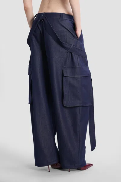 Darkpark Fluid Drape Wide-leg Cargo Jeans In Blue