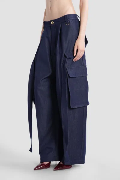 Darkpark Fluid Drape Wide-leg Cargo Jeans In Blue