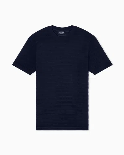 Giorgio Armani Crew-neck Jersey T-shirt In Blue