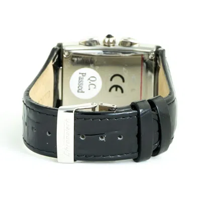 Chronotech Black Leather  Watch In Black