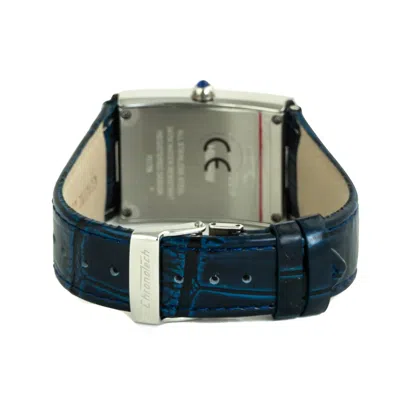 Chronotech Blue Leather  Watch In Blue
