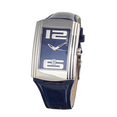 Chronotech Blue Leather Men's Watch In Blue