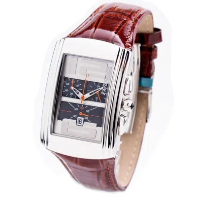 Chronotech Brown Leather Men's Watch In Brown