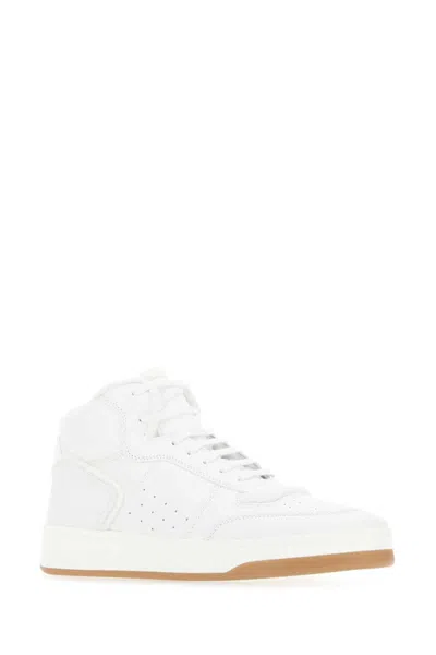 Saint Laurent Mid-top Sneakers Featuring Perforated Detailing In White