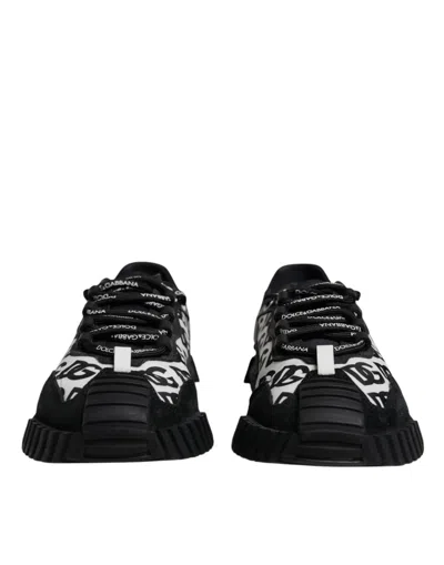 Pre-owned Dolce & Gabbana Black Logo Lace Up Low Top Ns1 Sneakers Men's Shoes () In Multi