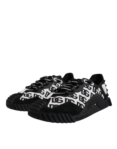 Pre-owned Dolce & Gabbana Black Logo Lace Up Low Top Ns1 Sneakers Men's Shoes () In Multi
