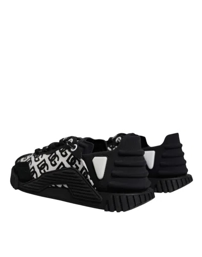 Pre-owned Dolce & Gabbana Black Logo Lace Up Low Top Ns1 Sneakers Men's Shoes () In Multi