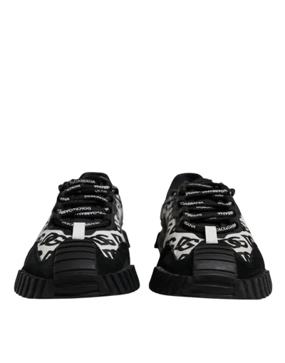 Pre-owned Dolce & Gabbana Black Logo Lace Up Low Top Ns1 Sneakers Men's Shoes () In Multi