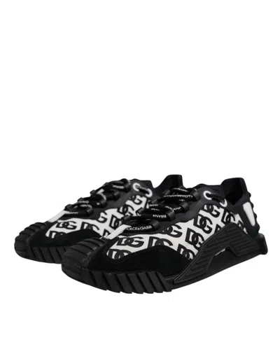 Pre-owned Dolce & Gabbana Black Logo Lace Up Low Top Ns1 Sneakers Men's Shoes () In Multi