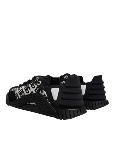 Pre-owned Dolce & Gabbana Black Logo Lace Up Low Top Ns1 Sneakers Men's Shoes () In Multi