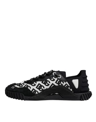 Pre-owned Dolce & Gabbana Black Logo Lace Up Low Top Ns1 Sneakers Men's Shoes () In Multi