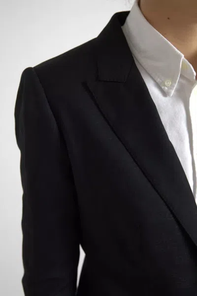 Dolce & Gabbana Black Long Sleeve Coat Blazer Women's Jacket In Black