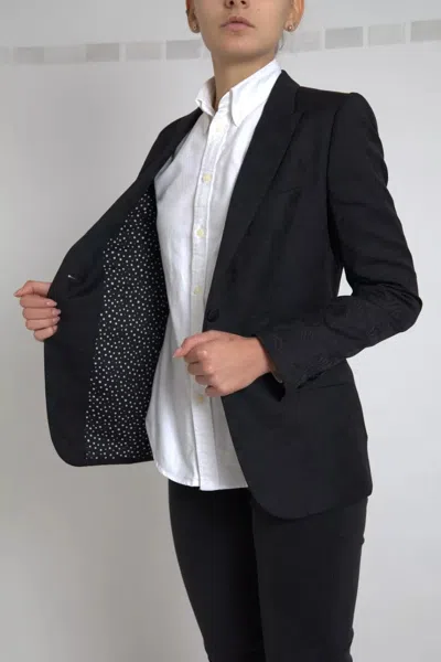 Dolce & Gabbana Black Long Sleeve Coat Blazer Women's Jacket In Black