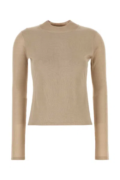 Max Mara Maglione Falesia In Seta Cappuccino Donna In Neutral
