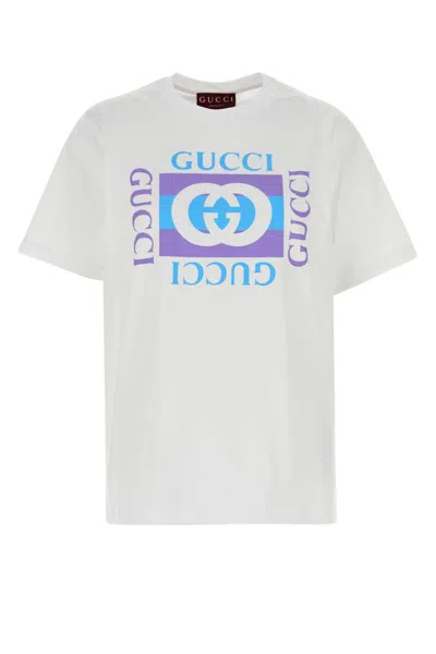 Gucci Women Logo Cotton T-shirt In White