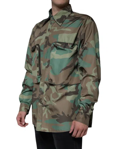 Dolce & Gabbana Multicolor Camouflage Button Down Shirt In Multi