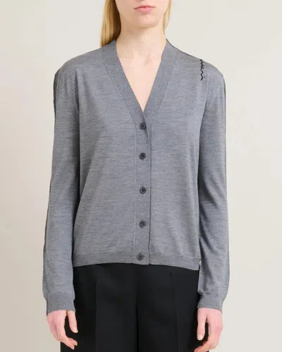 Marni Long Sleeve Colorblock Cardigan In Gray