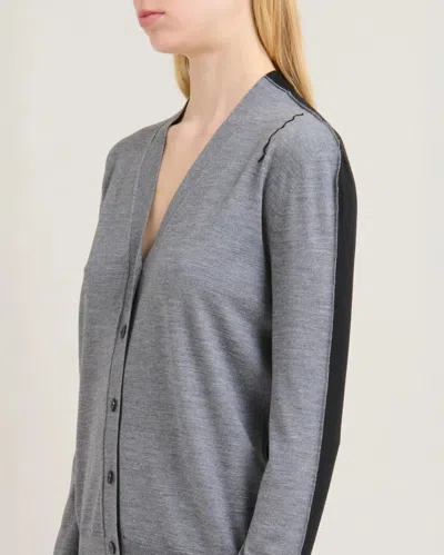 Marni Long Sleeve Colorblock Cardigan In Gray