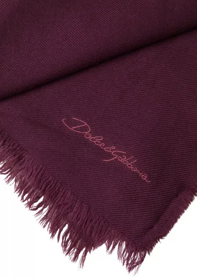 Pre-owned Dolce & Gabbana Purple Cashmere Knit Wrap Shawl Men's Scarf ()