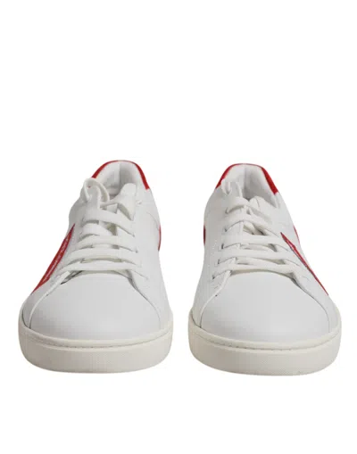 Pre-owned Dolce & Gabbana White Suede Leather Low Top Sneakers Men's Shoes () In Multi