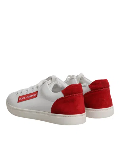 Pre-owned Dolce & Gabbana White Suede Leather Low Top Sneakers Men's Shoes () In Multi