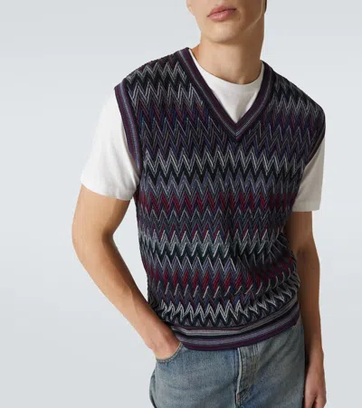 Missoni Chevron-pattern V-neck Sweater Vest In Multi