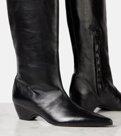 Khaite 30mm Sybil Leather Knee-high Boots In Black