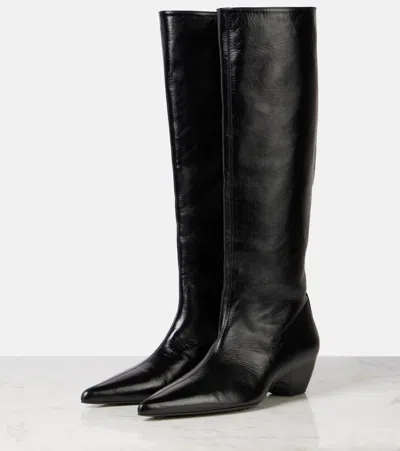 Khaite 30mm Sybil Leather Knee-high Boots In Black