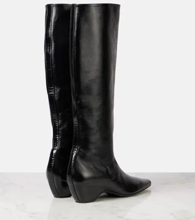 Khaite 30mm Sybil Leather Knee-high Boots In Black