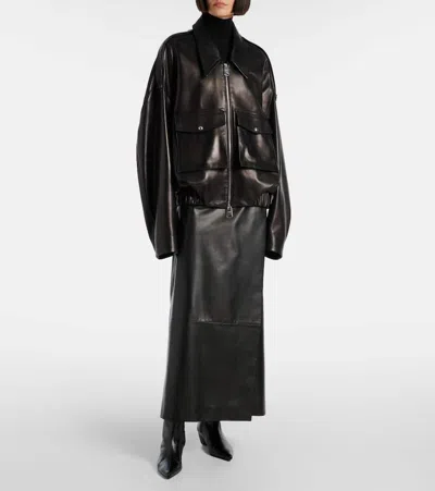 Khaite 30mm Sybil Leather Knee-high Boots In Black