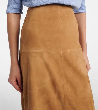 Proenza Schouler Nadia Pencil Suede Midi Skirt In Brown