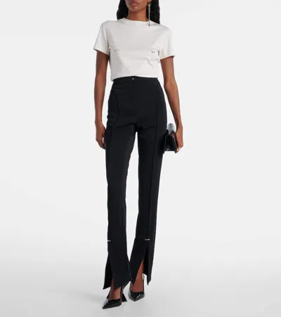 Mugler Piercing-detail Cotton T-shirt In White