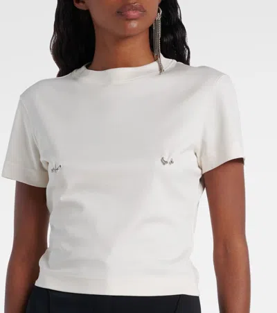 Mugler Piercing-detail Cotton T-shirt In White