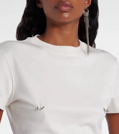Mugler Piercing-detail Cotton T-shirt In White