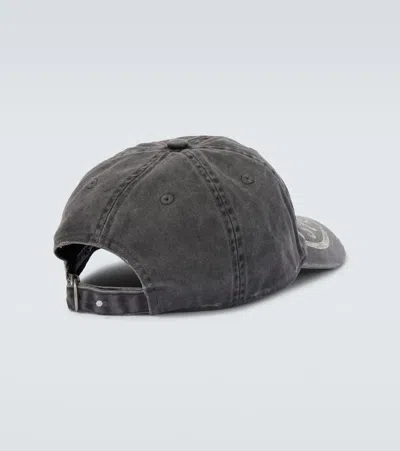 Acne Studios Vintage-inspired Black Denim Baseball Cap In Gray