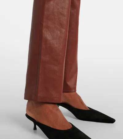 Stouls Jp Long Leather Flared Pants In Burgundy