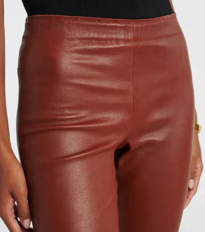 Stouls Jp Long Leather Flared Pants In Burgundy