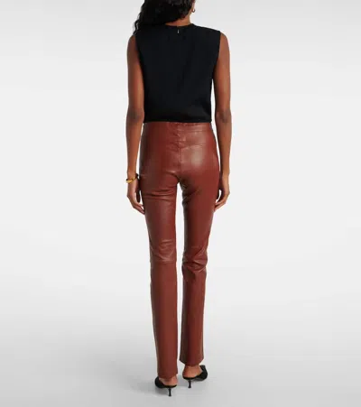 Stouls Jp Long Leather Flared Pants In Burgundy