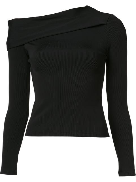 Rag & Bone Asymmetric Shoulder Knit Blouse In Black | ModeSens