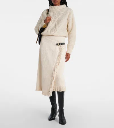 Isabel Marant Galla Asymmetric Cotton And Linen-blend Midi Wrap Skirt In Neutral