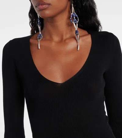 Isabel Marant Women Black Ribbed Crepe Knit Felicia Top In Multi