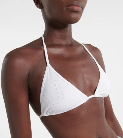 Totême Monogram Pointelle Bikini Top In White
