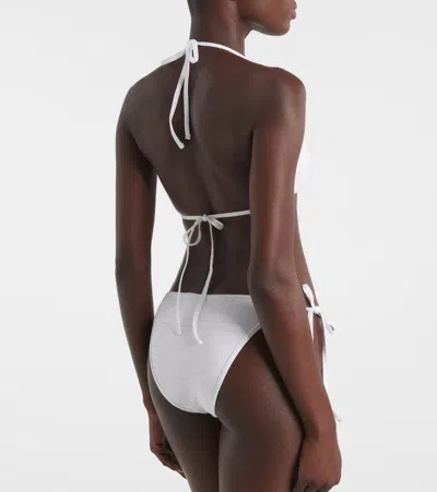 Totême Monogram Pointelle Bikini Top In White
