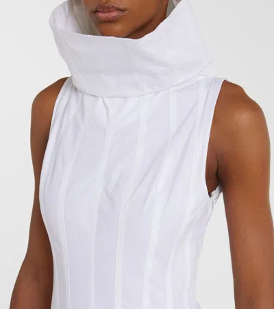Jacquemus Triana Paneled Pleated Cotton-poplin Midi Dress In White