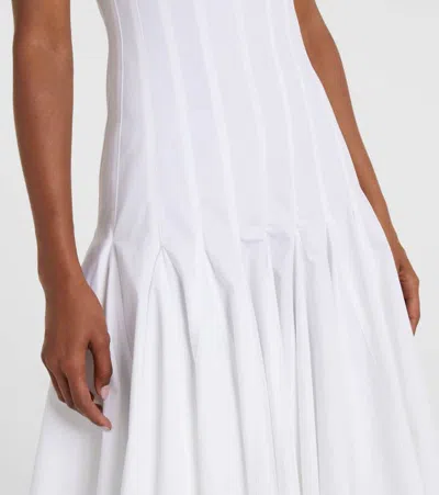 Jacquemus Triana Paneled Pleated Cotton-poplin Midi Dress In White